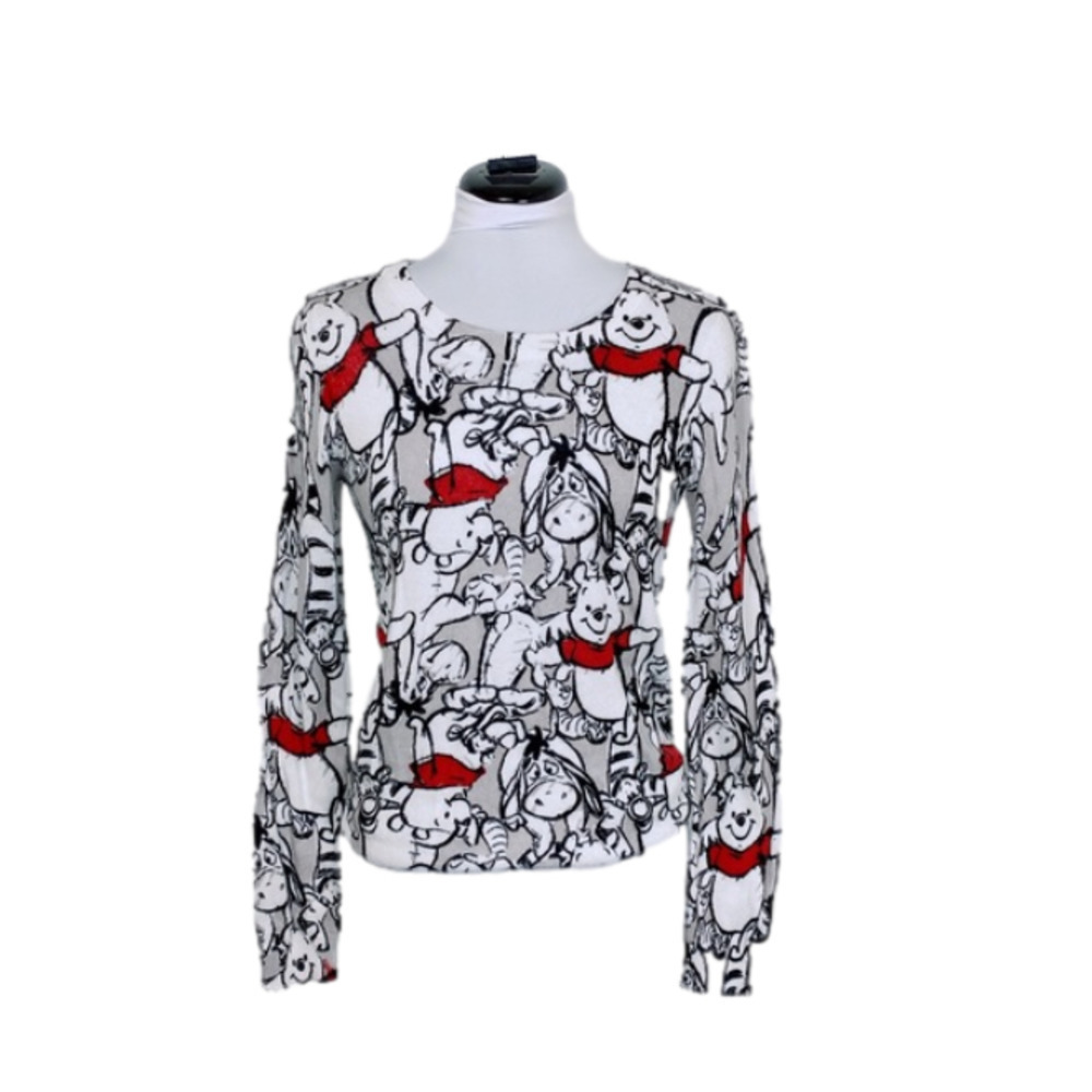 Disney Winnie the Pooh And Friends Ribbed Long Sleeve All Over Print Sweater